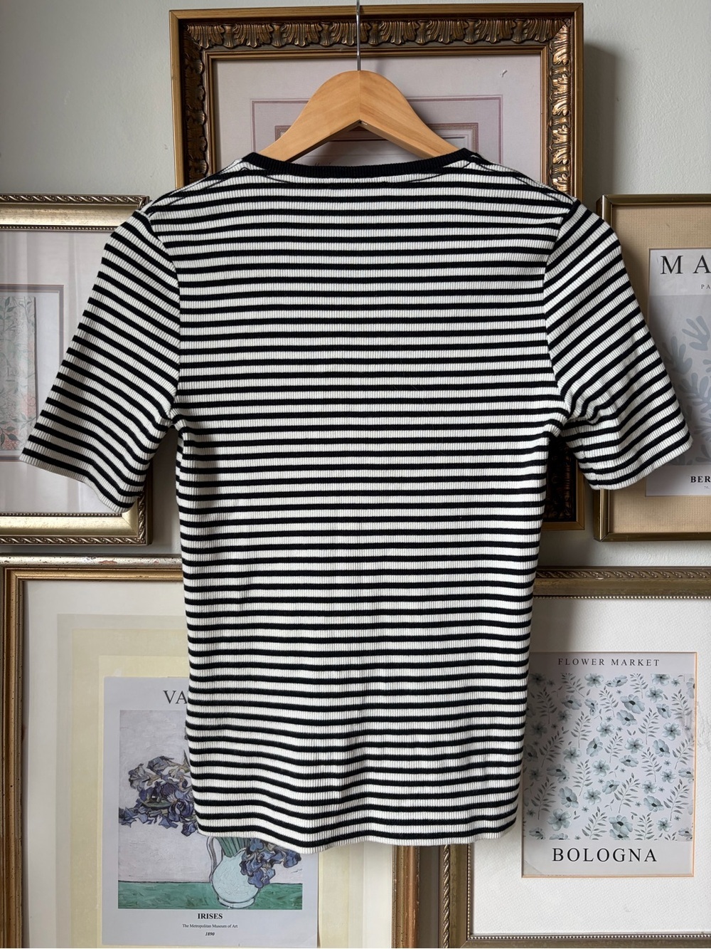 Anine Bing Alessia Tee in Cream & Black Stripe Small - Picture 8 of 9
